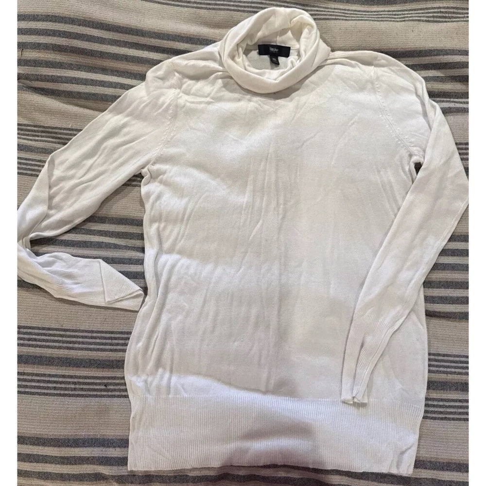Mossimo White Long Sleeve Turtle Neck Sweater Size Xl Nylon Rayon Euc